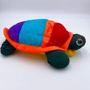 Vintage Embrace Nylon Turtle Puppet Plush 13" Stufed Animal Roll Tongue Squeaky